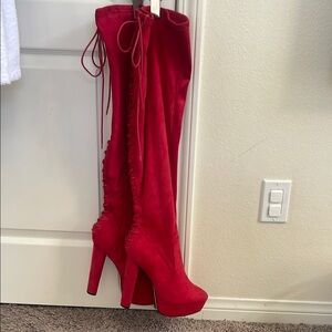 Red Women's Thigh-High Boots